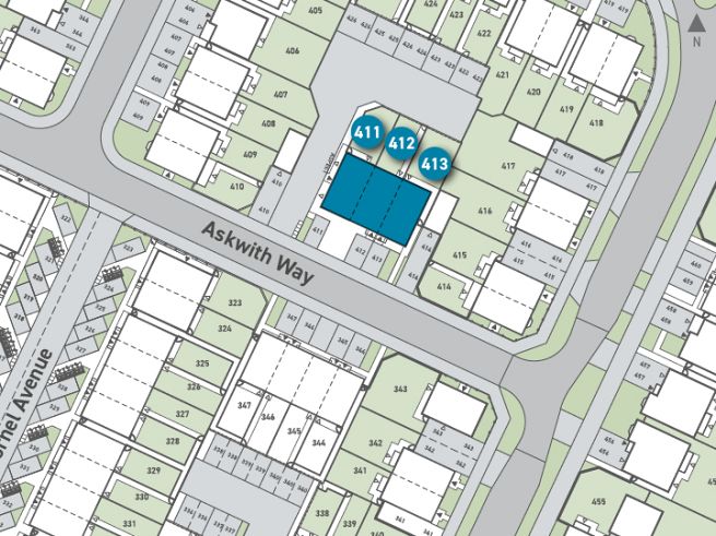 Site plan, 3 bedroom houses - artist's impression subject to change